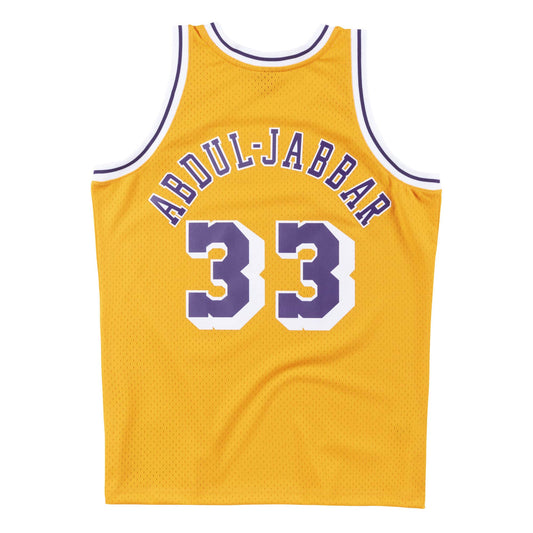 LA Lakers Kareem Abdul-Jabbar 1984/85 Yellow Jersey By Mitchell & Ness