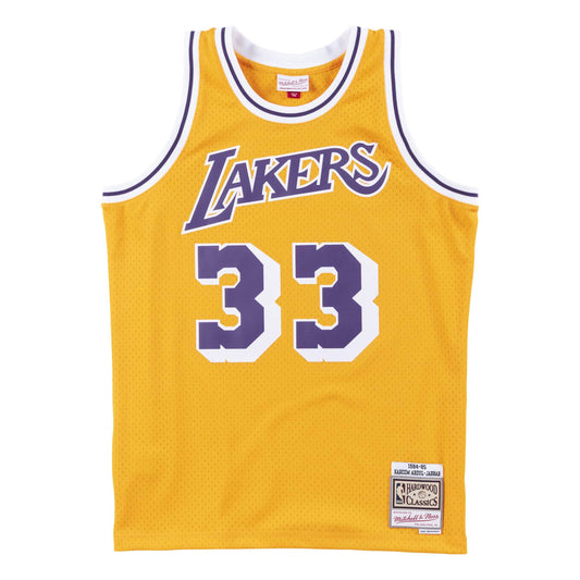 LA Lakers Kareem Abdul-Jabbar 1984/85 Yellow Jersey By Mitchell & Ness