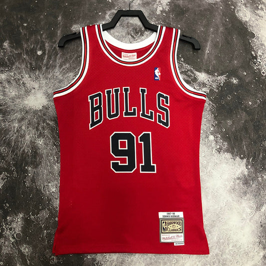 Chicago Bulls Dennis Rodman 1997/98 Red Jersey By Mitchell & Ness
